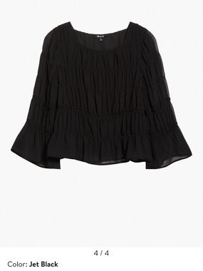 Madewell Tiered Black Blouse — Medium